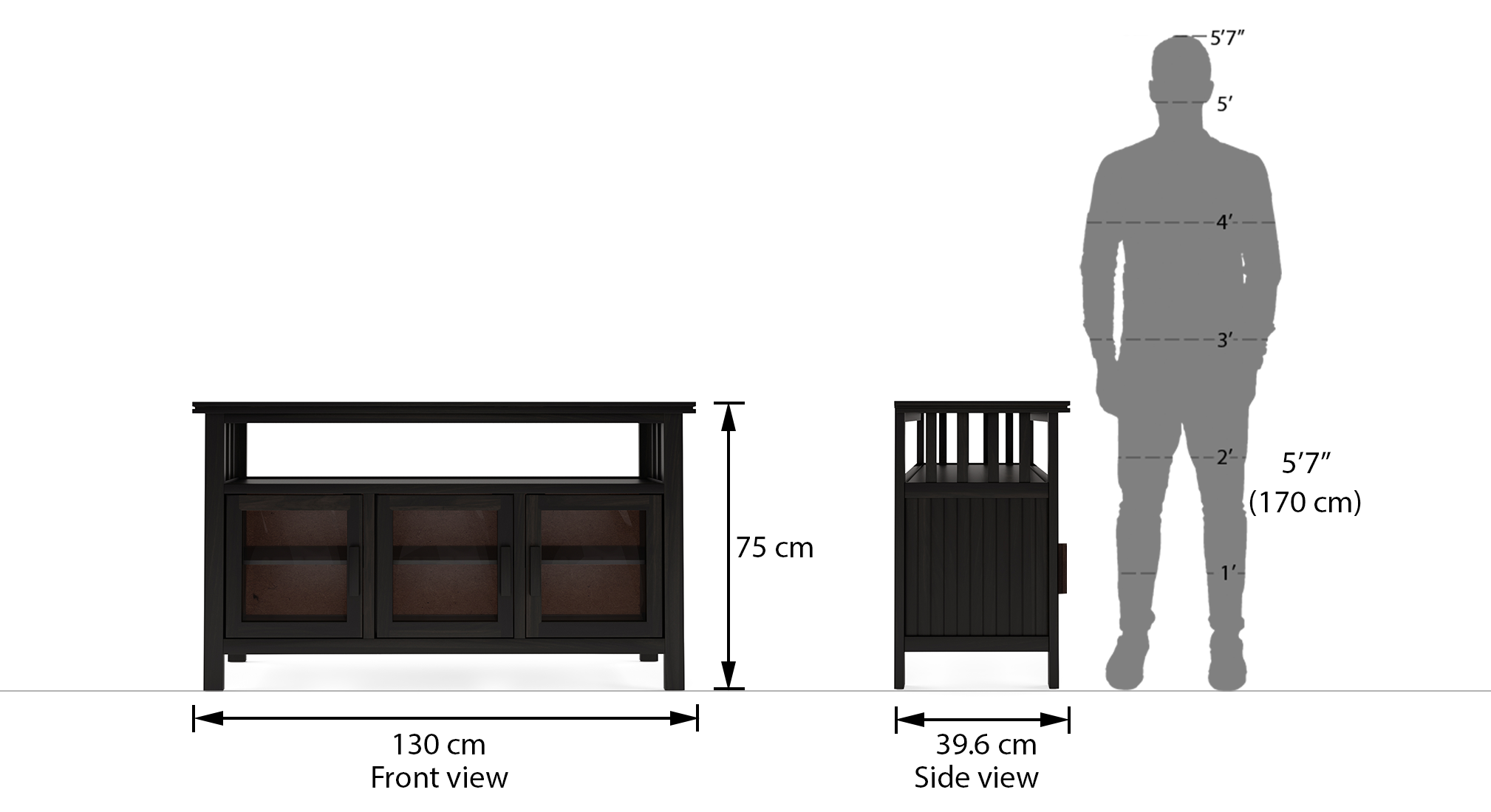 Rhodes wide 3 door sideboard finish mahogany dim1