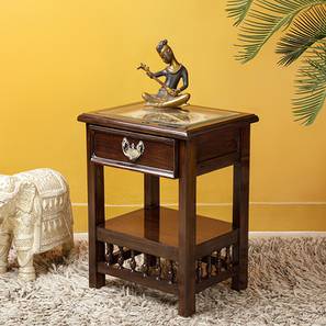 Jeevika end table walnut color matte finish lp