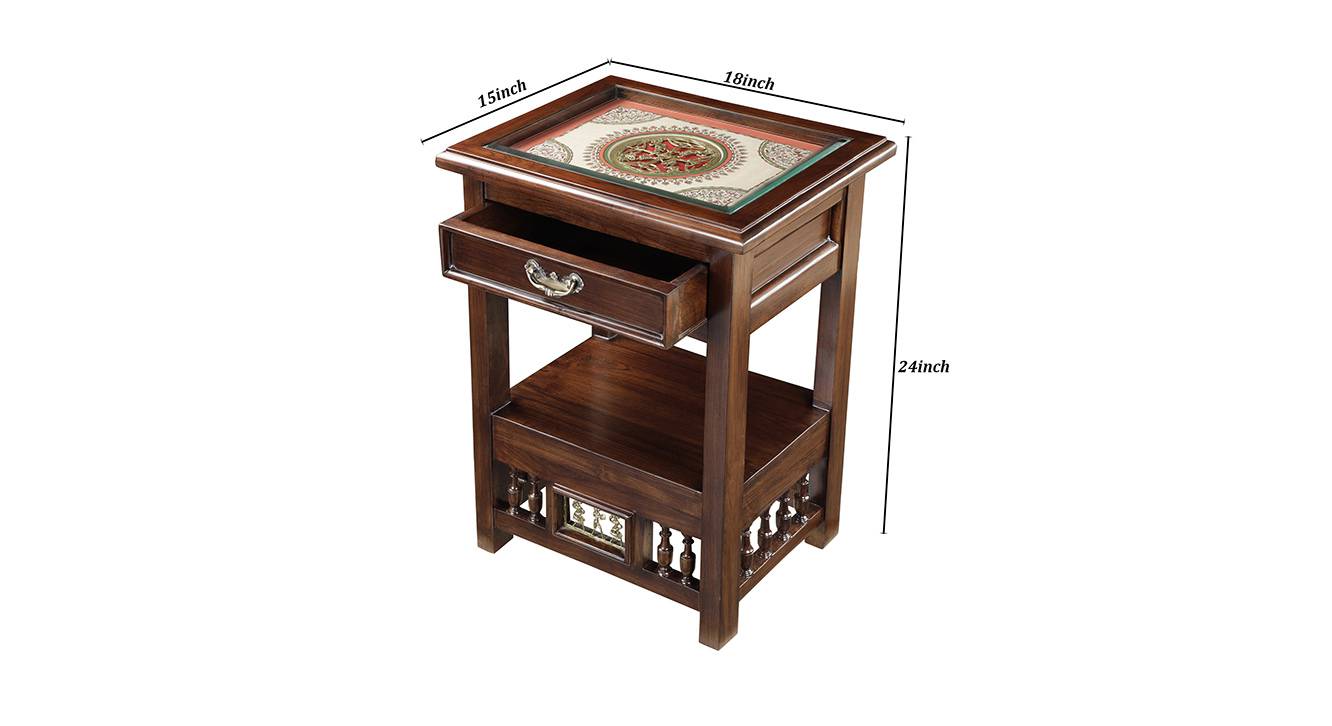 Jasmit end table walnut color matte finish 6