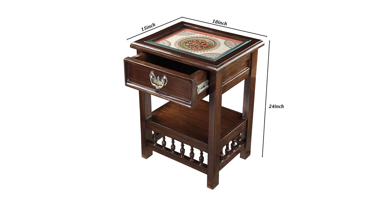 Jeevika end table walnut color matte finish 6