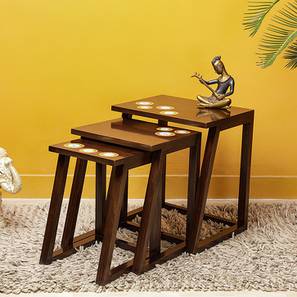Aakriti Arts Creation Design Marigold Solid Wood Side Table in Matte