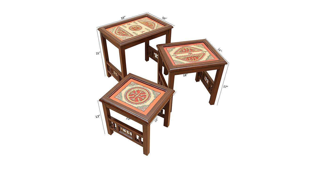 Lipika nest of table walnut color matte finish 6
