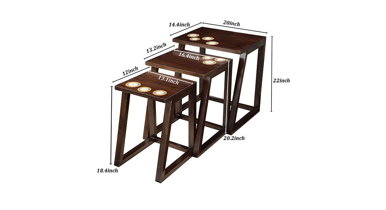 Kruthika nest of table walnut color matte finish 6