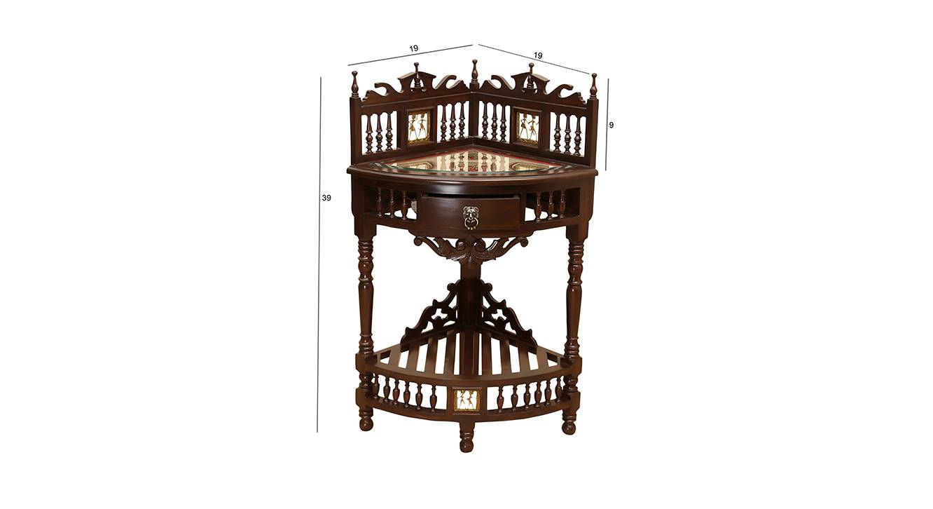 Lekha corner table walnut color matte finish 6