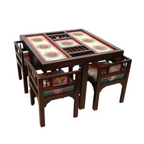 Dining Table 4 Seater Design Mocha Solid Wood 4 Seater Dining Table in Matte Finish