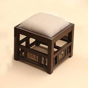 Cafe Chair Design Shravya Lobby Chair/Stool (Walnut, Matte Finish)