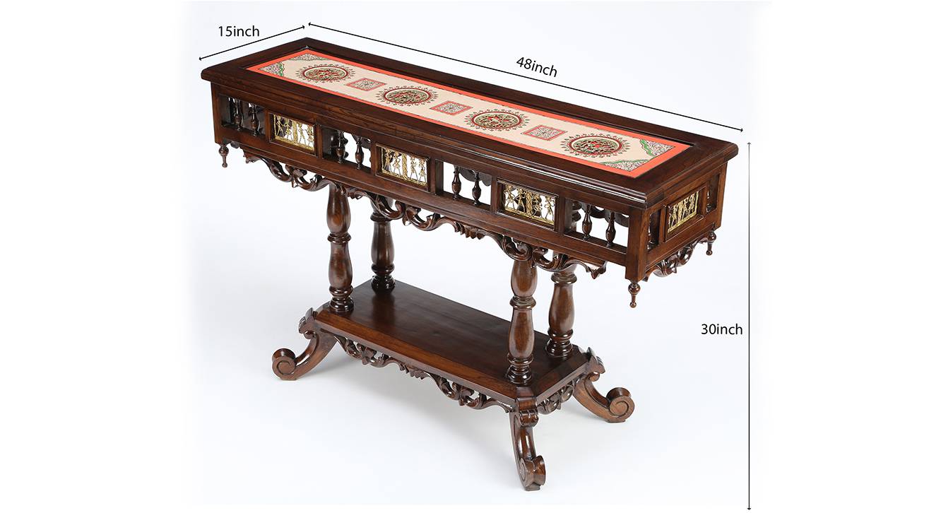 Suhani console table walnut color matte finish 6