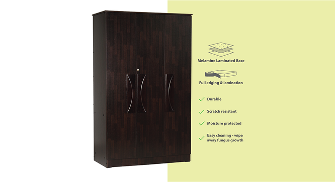 Allie 3 door Wardrobe (Melamine Finish, Wenge) by Urban Ladder - Front View Design 1 - 371484
