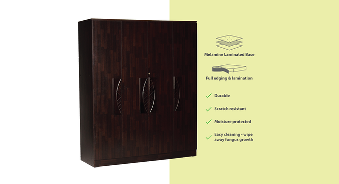 Alison 4 door Wardrobe (Melamine Finish, Wenge) by Urban Ladder - Front View Design 1 - 371485