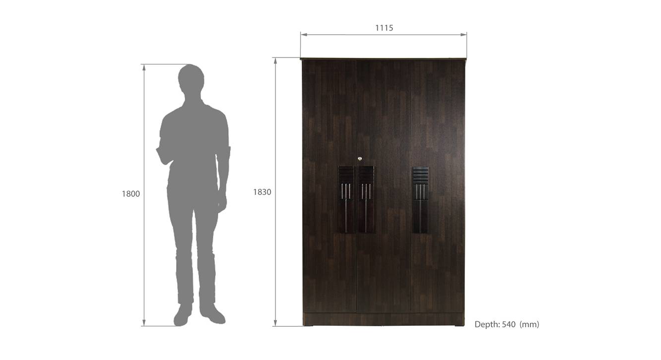 Averie 3 door wardrobe wenge color melamine finish 6