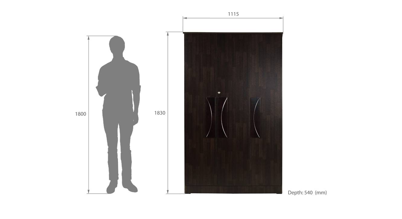 Allie 3 door wardrobe wenge color melamine finish 6