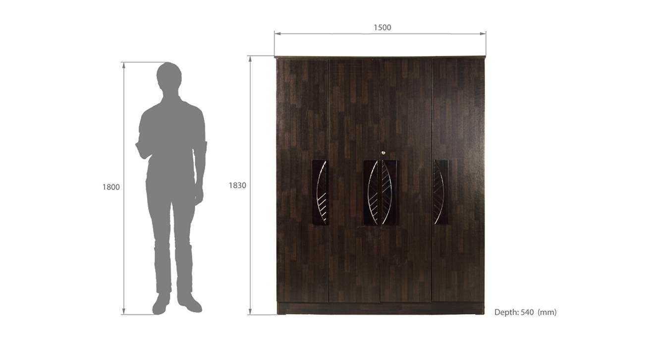 Alison 4 door wardrobe wenge color melamine finish 6