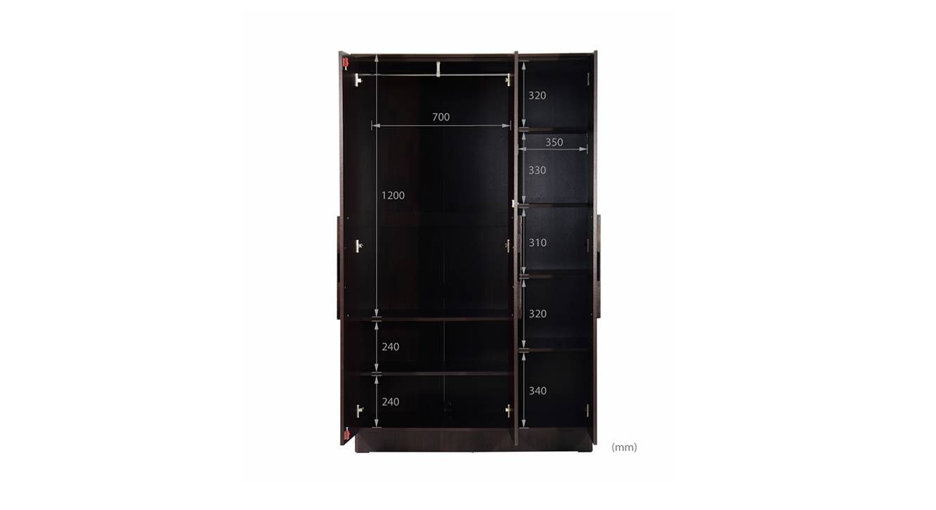Averie 3 door wardrobe wenge color melamine finish 7
