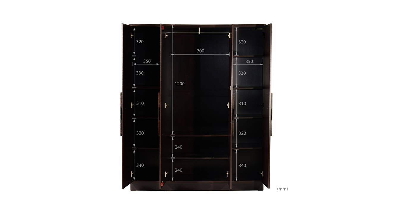 Alison 4 door wardrobe wenge color melamine finish 7