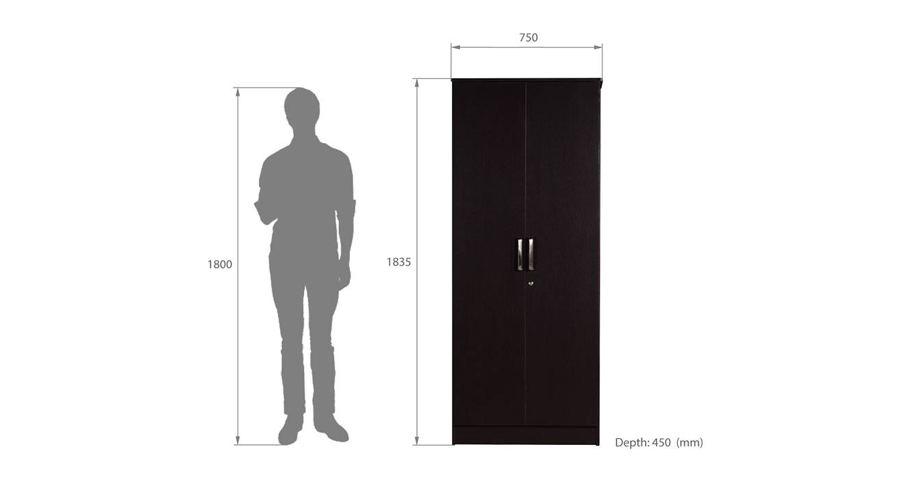 Camryn 2 door wardrobe wenge color laminate finish 6
