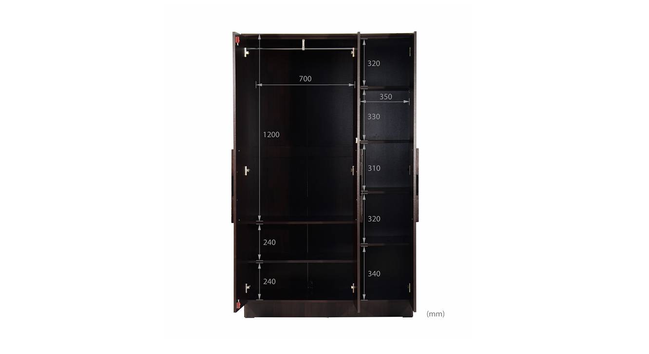 Bianca 3 door wardrobe wenge color melamine finish 7
