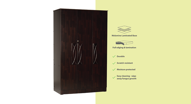 Charli 3 door Wardrobe (Melamine Finish, Wenge) by Urban Ladder - Cross View Design 1 - 371640