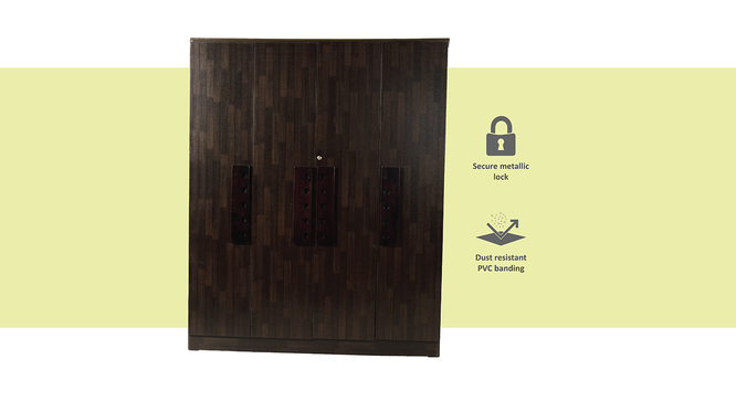 Daphne 4 door Wardrobe (Melamine Finish, Wenge) by Urban Ladder - Front View Design 1 - 371651