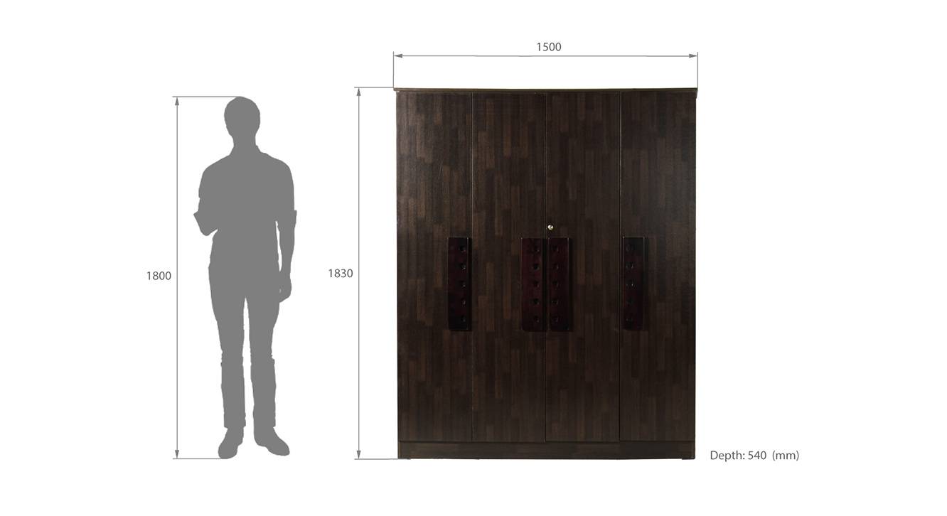 Daphne 4 door wardrobe wenge color melamine finish 6