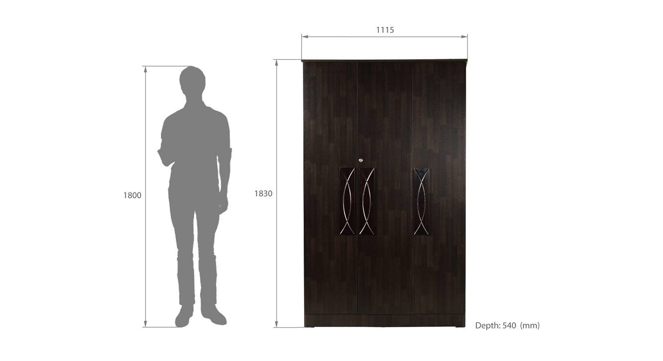 Charli 3 door wardrobe wenge color melamine finish 6
