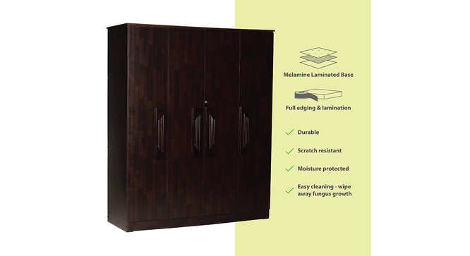 Helen 4 door Wardrobe (Melamine Finish, Wenge) by Urban Ladder - Cross View Design 1 - 371908