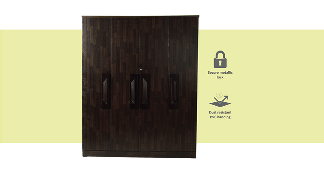 Helen 4 door Wardrobe (Melamine Finish, Wenge) by Urban Ladder - Front View Design 1 - 371919