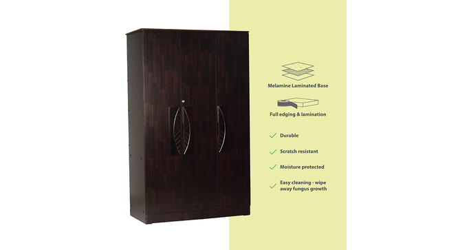 Jordan 3 door Wardrobe (Melamine Finish, Wenge) by Urban Ladder - Cross View Design 1 - 372051