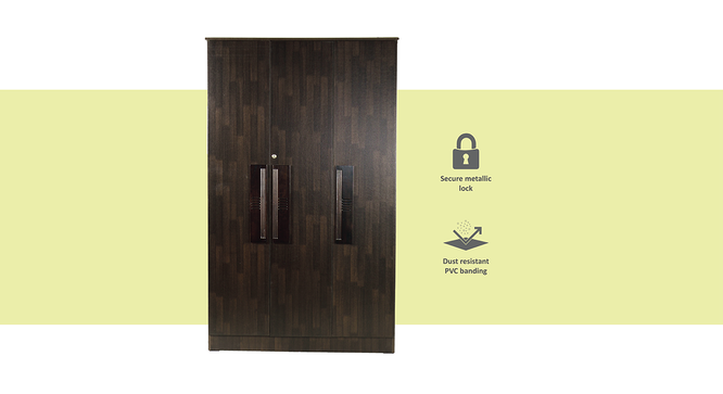 Kate 3 door Wardrobe (Melamine Finish, Wenge) by Urban Ladder - Front View Design 1 - 372059