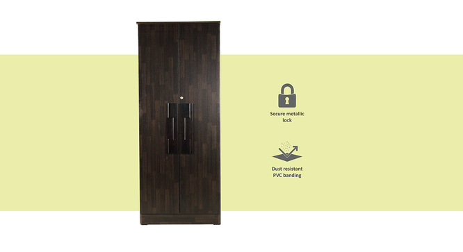 Jacinta 2 door Wardrobe (Melamine Finish, Wenge) by Urban Ladder - Front View Design 1 - 372060
