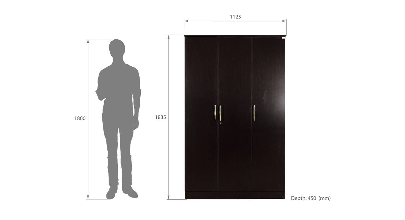 Joline 3 door wardrobe wenge color laminate finish 6
