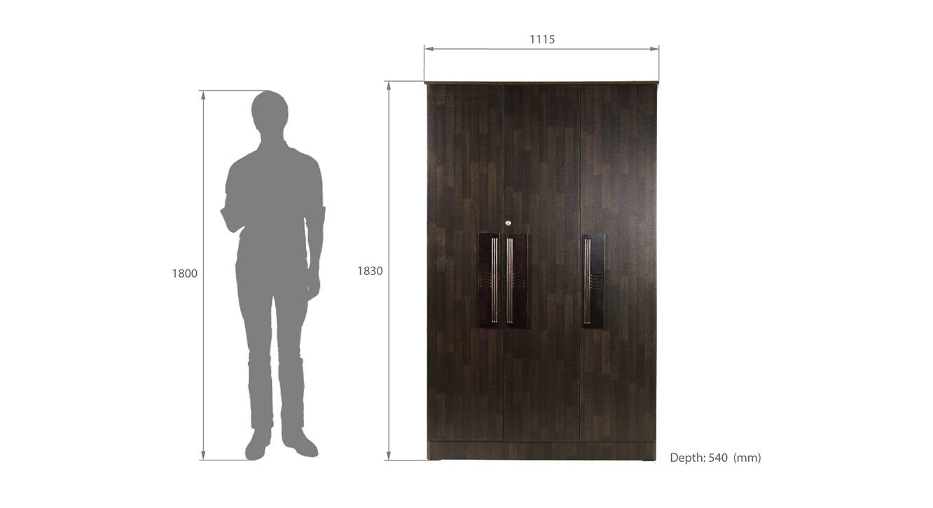 Kate 3 door wardrobe wenge color melamine finish 6