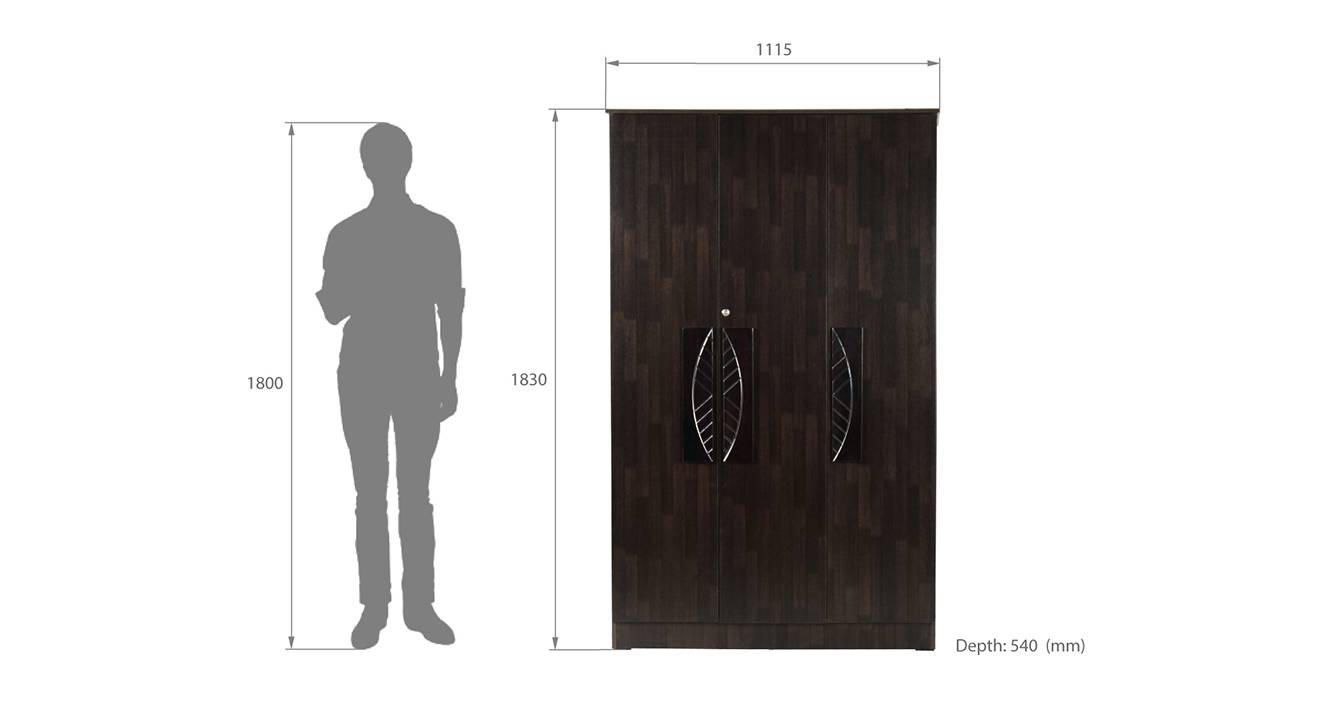 Jordan 3 door wardrobe wenge color melamine finish 6