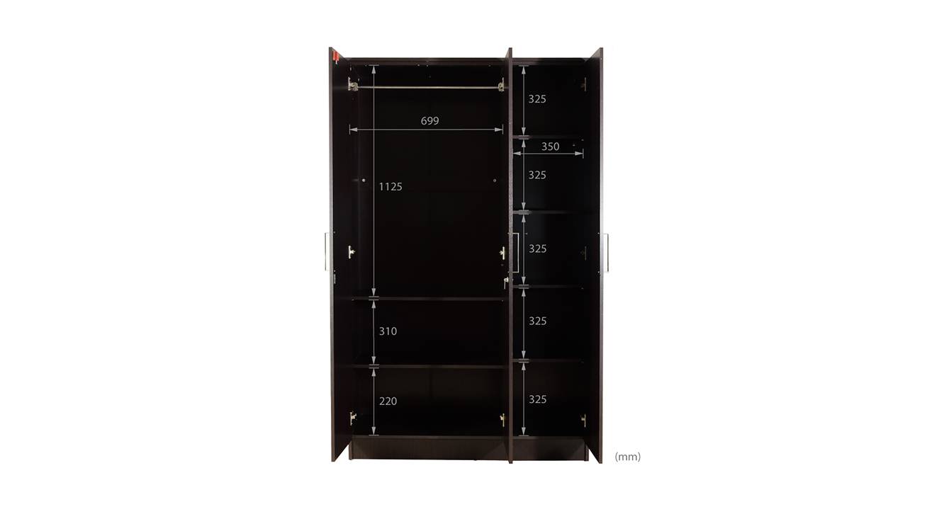 Joline 3 door wardrobe wenge color laminate finish 7
