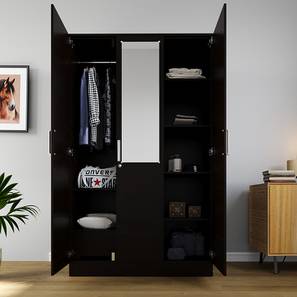 Luciana 3 door wardrobe with mirror wenge color laminate finish lp