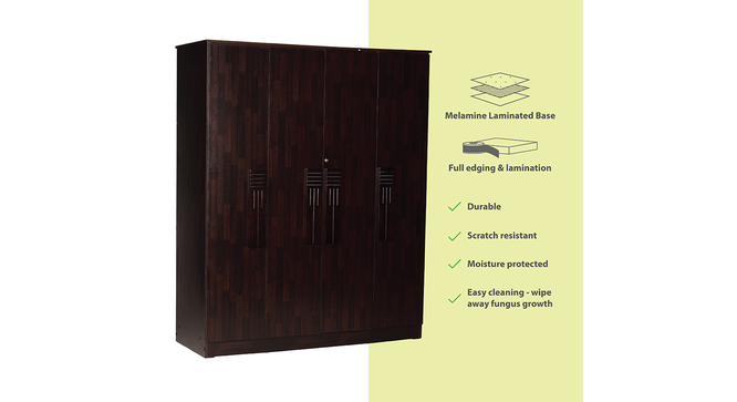 Mabel 4 door Wardrobe (Melamine Finish, Wenge) by Urban Ladder - Cross View Design 1 - 372141