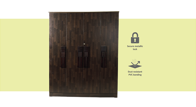 Mabel 4 door Wardrobe (Melamine Finish, Wenge) by Urban Ladder - Front View Design 1 - 372153