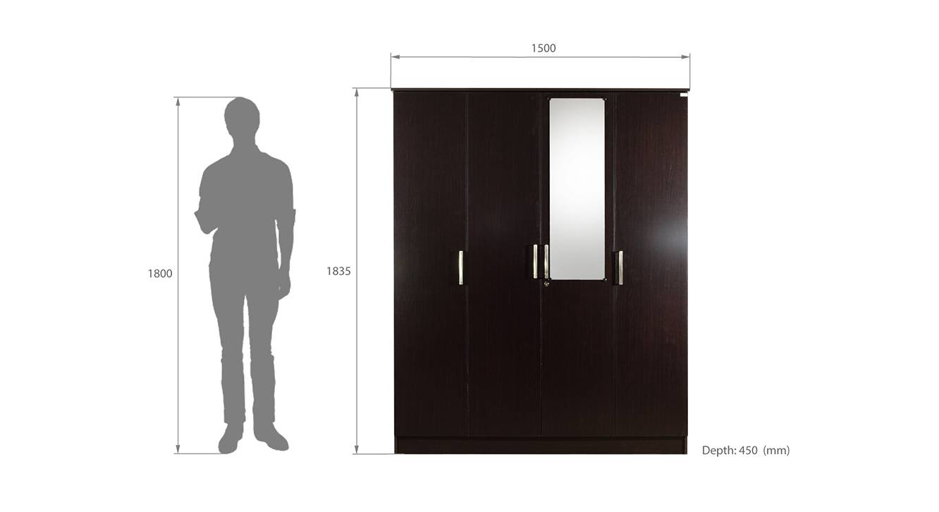 Maisie 4 door wardrobe with mirror wenge color laminate finish 6