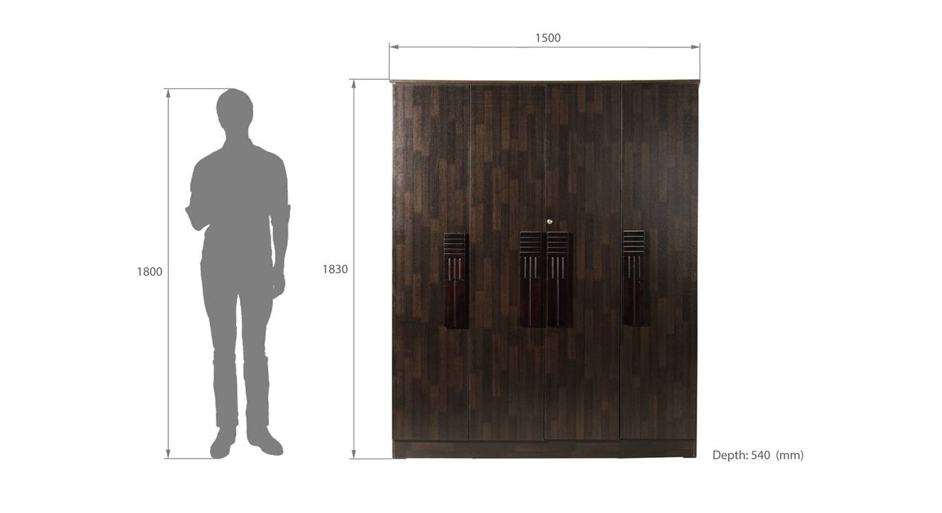 Mabel 4 door wardrobe wenge color melamine finish 6