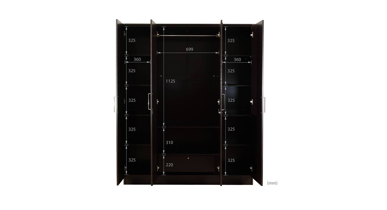 Maisie 4 door wardrobe with mirror wenge color laminate finish 7
