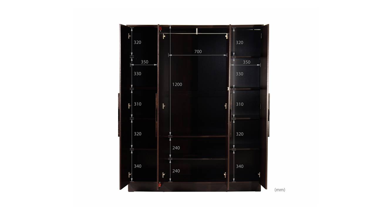Mabel 4 door wardrobe wenge color melamine finish 7