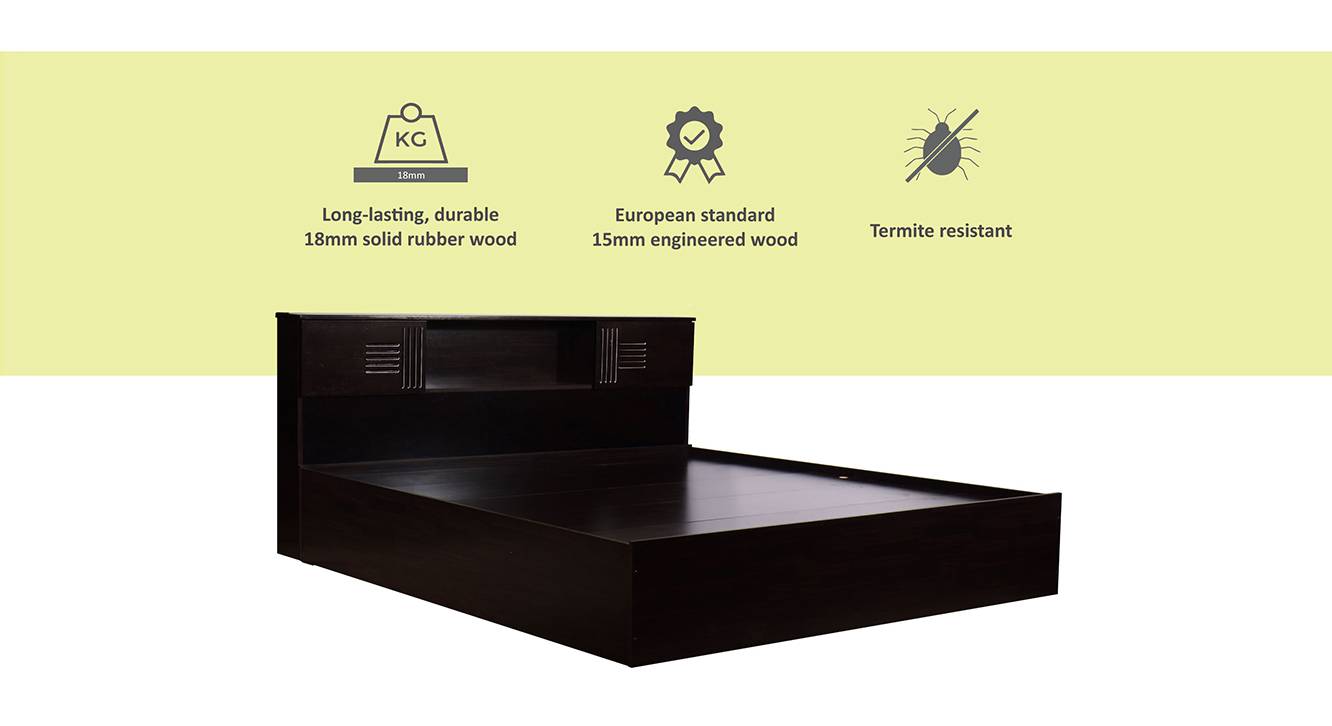 Graeae Engineered Wood King Size Drawer Storage Bed in Melamine Finish