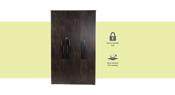 Nayeli 3 door Wardrobe (Melamine Finish, Wenge) by Urban Ladder - Front View Design 1 - 372233