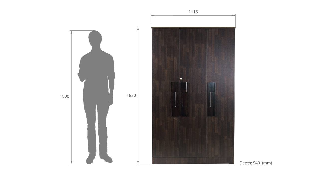 Nayeli 3 door wardrobe wenge color melamine finish 6