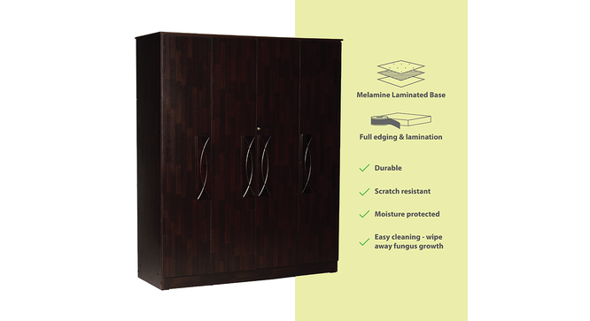 Raven 4 door Wardrobe (Melamine Finish, Wenge) by Urban Ladder - Cross View Design 1 - 372298
