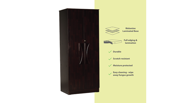 Selah 2 door Wardrobe (Melamine Finish, Wenge) by Urban Ladder - Cross View Design 1 - 372301