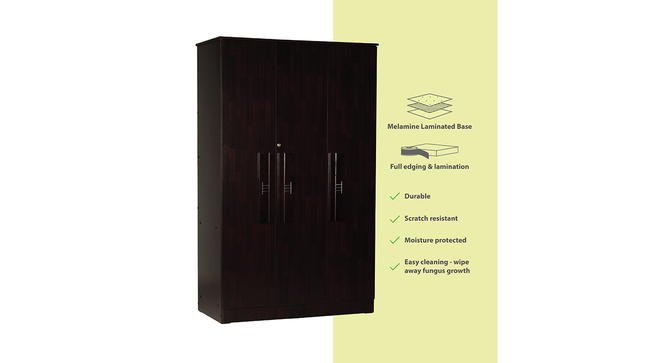 Regina 3 door Wardrobe (Melamine Finish, Wenge) by Urban Ladder - Cross View Design 1 - 372302
