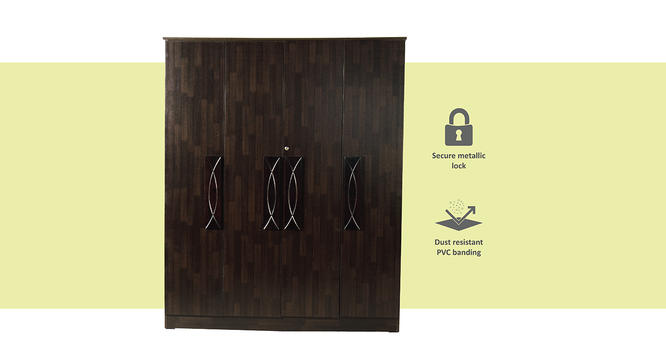Raven 4 door Wardrobe (Melamine Finish, Wenge) by Urban Ladder - Front View Design 1 - 372310