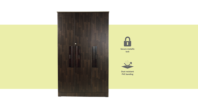 Regina 3 door Wardrobe (Melamine Finish, Wenge) by Urban Ladder - Front View Design 1 - 372314