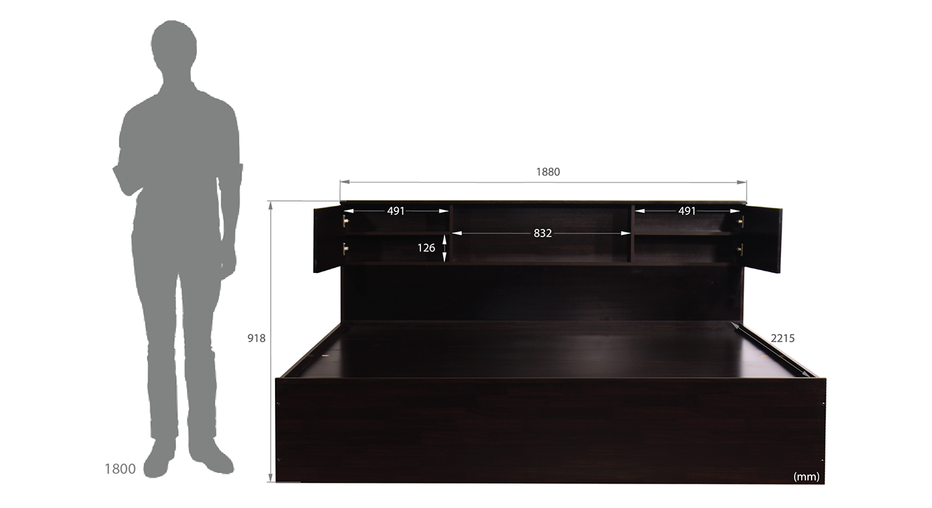 Ryukyu storage bed wenge color melamine finish 6