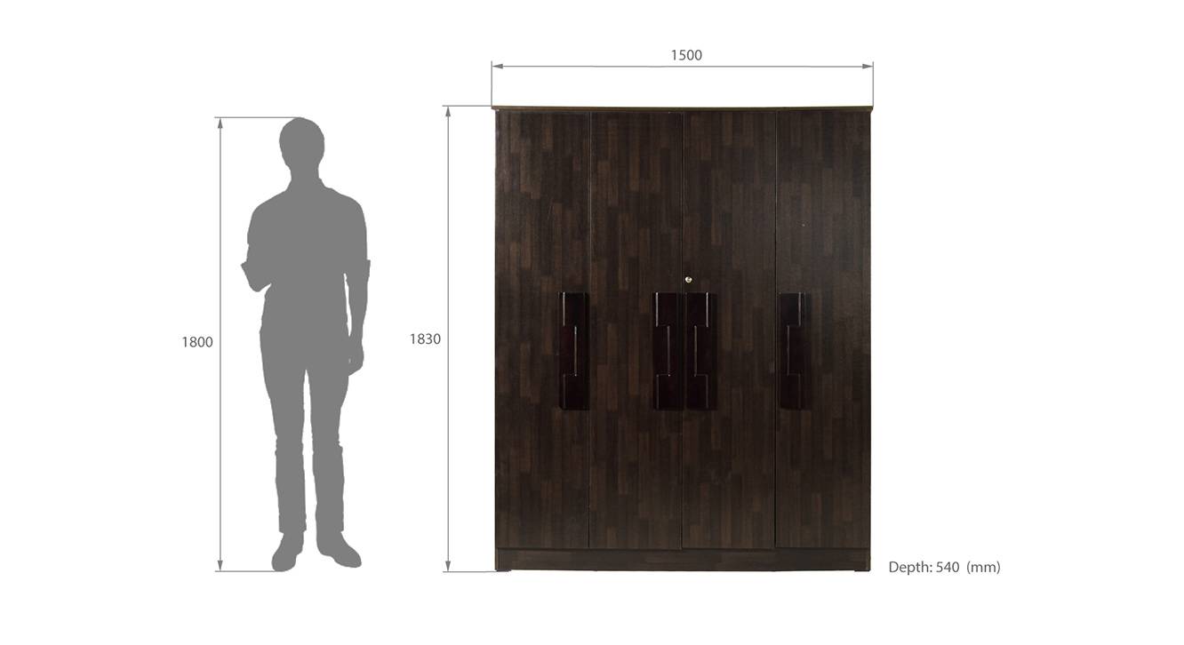 Serena 4 door wardrobe wenge color melamine finish 6